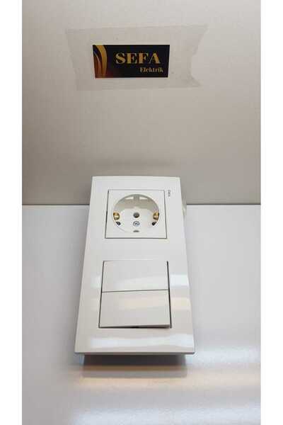 VİKO مقبس أرضي COMMUTATOR ذو إطار مزدوج باللون الأبيض VIKO KARRE