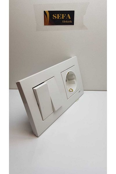VİKO COMMUTATOR GROUNDED SOCKET FRAMED DOUBLE SET WHITE VİKO KARRE