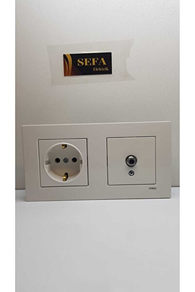 VİKO مقبس مؤرض للأقمار الصناعية، مجموعة مزدوجة بإطار أبيض، VIKO KARRE