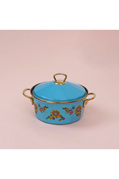 Glore Lorena Turquoise Enamel 20cm Pot with Lid