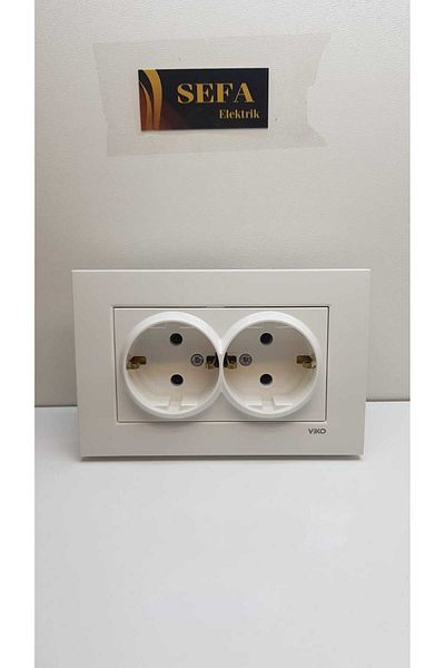 VİKO Double Earthed Socket White Viko Karre Series with Inface Frame