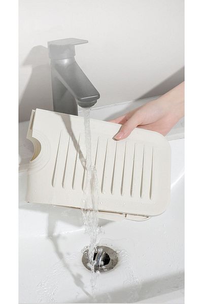 stilsenin34 Water Catcher Faucet Mat 37X14 cm Protective Faucet Sink Dish Sponge Mat for Kitchen Bathroom