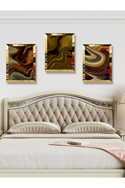 YALOVA SHOP Set de pictură decorativă cu design de marmură intelectuală din 3 piese (opțiune de cadru din plexiglas)