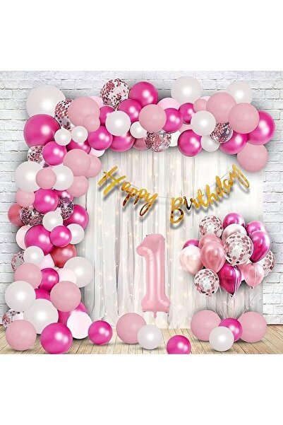 DÜVENCİ TİCARET FUŞAYA PEMBE DOĞUM GÜNÜ BALON SETİ