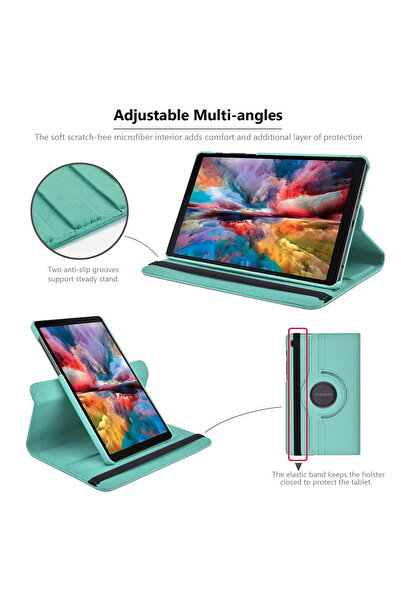 m.tk moveteck Samsung Galaxy Tab A9 Plus 11 Inç Uyumlu Kılıf 360 Dönebilen Standlı Kapak Ekran Koruyucu Sm-x210