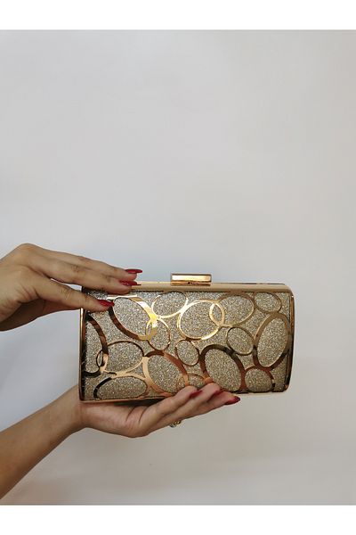 NAZART Rochie de seară Kumsim Gold Gold pentru femei, portofoliu, geantă de seară de logodnă de nuntă