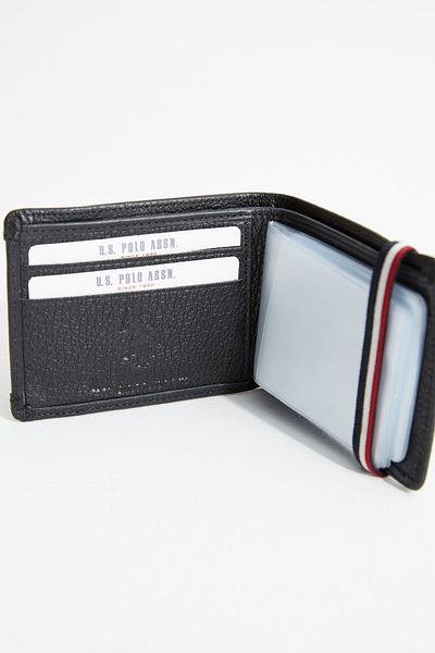 U.S. Polo Assn. BAZA. Polo Assn. 7613 Portofel bărbătesc din piele naturală Suport card NEGRU