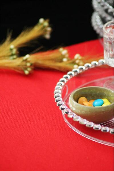 Tiesa Home 12 Parça Yuvarlak Mika Şeffaf Tepsili Lokumluklu Kahve Yanı Sunum Seti