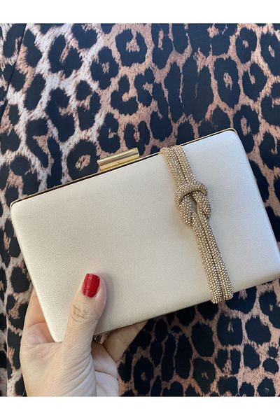 NAZART Γυναικείο βραδινό φόρεμα από σατέν πέτρα Clutch Portfolio Hand Night Wedding Bag