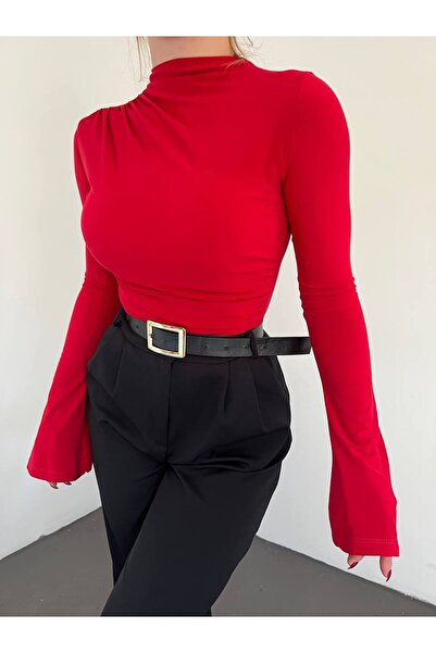 Butik Beyza Büzgülü İspanyol kol Bluz