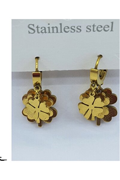 Butik Karaca kadın gold yonca 4 yaprak yaşam çiçeği üç boy yıldız üç gen çeli...