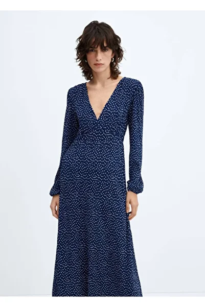 MANGO Woman Rochie cu buline lungime midi