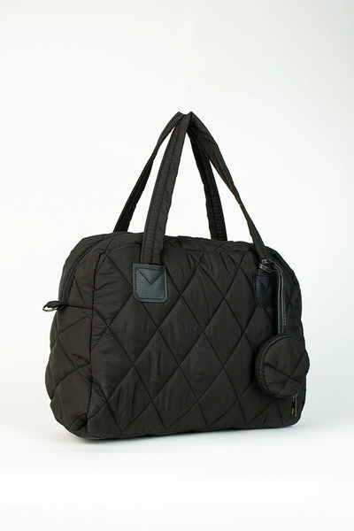 Cosy Bag Kadın Siyah Kapitone Desenli Cüzdanlı Valiz Çanta El Ve Omuz Çantası Siyah