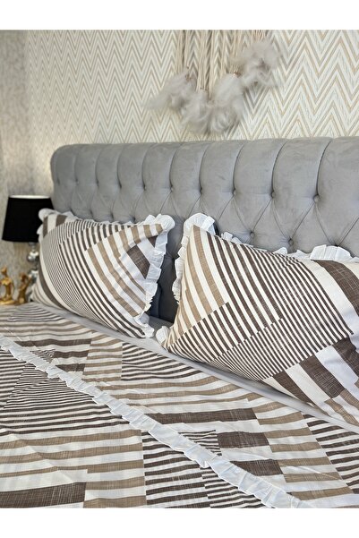 calinahome غطاء لحاف بني مكشكش