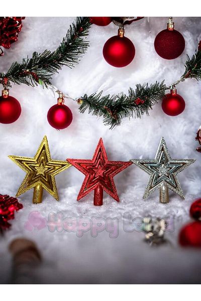 Happyland Christmas Tree Ornament 3 Colors Mini Hill Stars 10 cm Pine Tree Mini Hill Star 3 Pcs