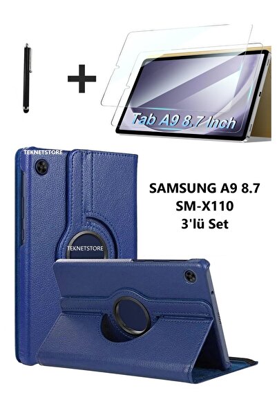 TEKNETSTORE Samsung Galaxy Tab A9 8.7 Inç Tablet Uyumlu 360 Döner Pu Deri Kıl...