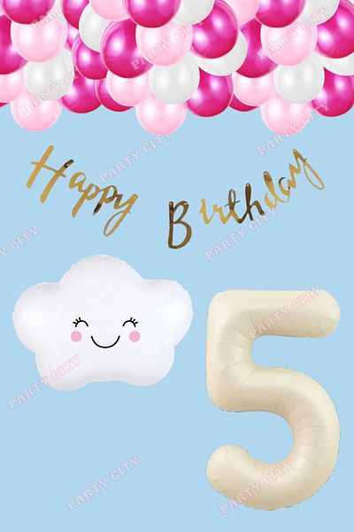Party City Σετ γενεθλίων με θέμα το Cloud Age 5 Κρέμα Figure Balloon Concept