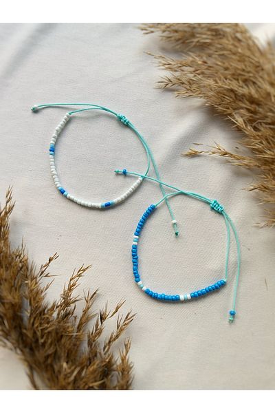 Atölye Merdiven Set of 2 Blue Couple bff friendship bracelets