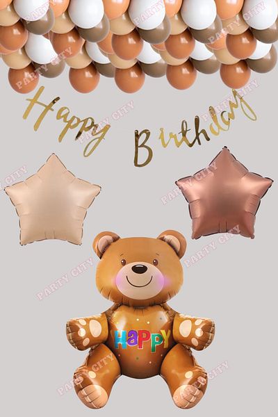 Party City Σετ με αστέρια με μπαλόνι Teddy Bear Birthday Concept