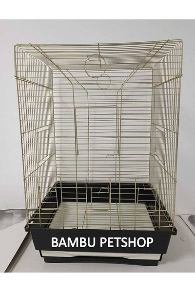 BAMBU PETSHOP Gold Cage Budgie Parrot Cage 60x43x34cm Wooden Perch Feeding And Water Bowl GIFT!
