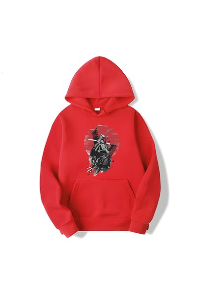 MAGORS Памучен суитшърт с качулка и дълъг ръкав с щампа Mandorian SVART WEAR