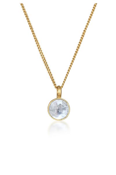 ELLI Halskette Damen Solitär Anhänger Classic mit Mondstein in 925 Sterling Silber