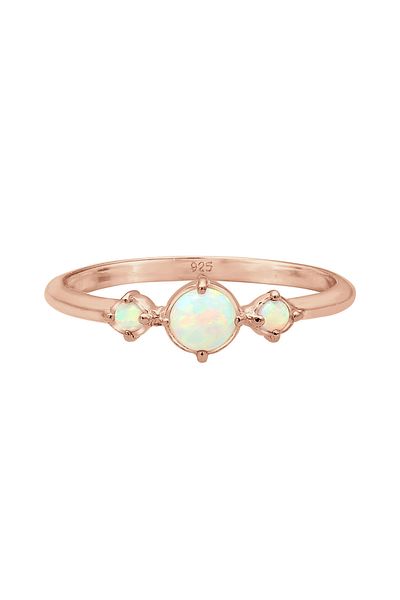 ELLI Ring Damen Band Geo Vintage Trend mit synthetischem Opal aus 925 Sterling Silber