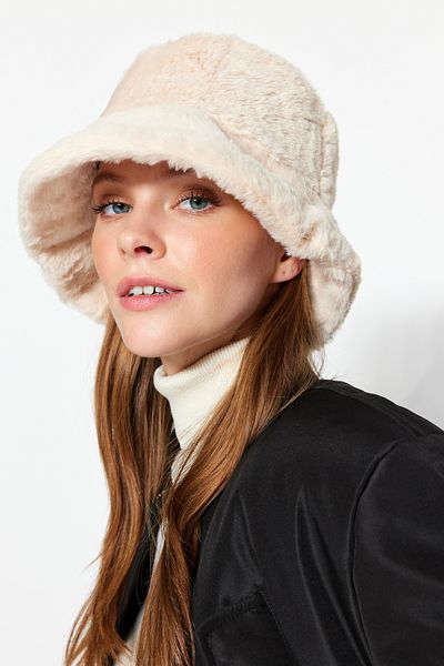 Trendyol Collection Ecru Soft Textured Bucket Hat TWOAW24SP00003
