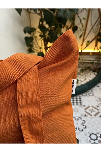 Sumicorn Design Soft Turuncu Çevre Dostu Bez Çanta,Cepli Keten Kol Ve Omuz Çantası Alışveriş Çantası