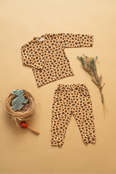 babynup Leopar Desenli Soft Bebek Çocuk Pijama Takımı