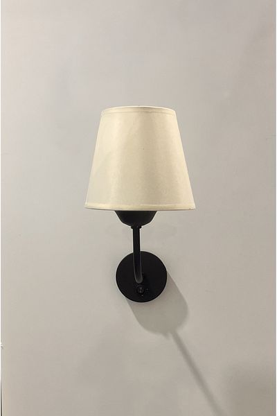 gaziantepavize Sahra Black Metal Decorative Electric Sconce with Cream Hat