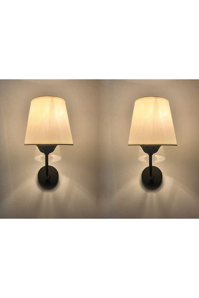 gaziantepavize Sahra Black Metal Decorative Electric Sconce with Cream Hat