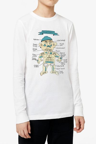 Tshirthane سويت شيرت بأكمام طويلة مطبوع عليه تشريح مضحك للأطفال