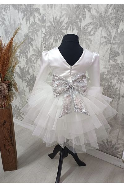 babysmile White Long Sleeve Tutu Dress