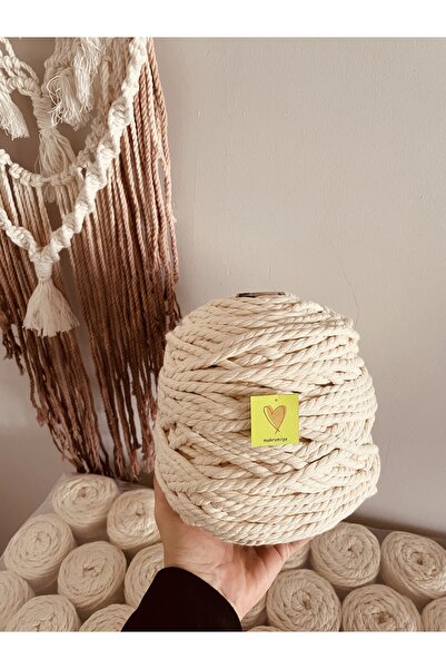 Makromİps MAKROME İP (5 mm 1 KİLO ) BURGULU SALINCAK DUVAR DEKORU HAMAK ÇADIR İPİ HALAT PAMUK