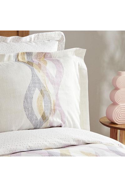 Karaca Home Joan Beige Double 100% Cotton Satin Duvet Cover Set