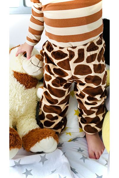 TD Collection Giraffe Pattern Brown Color Velvet Girl - Boy / Baby Pants