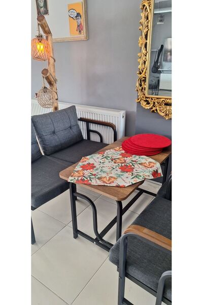 BATUR HOME DESİGN YILBAŞI ÇAN DESENLİ KIRMIZI 6 SUPLALI TAKIM