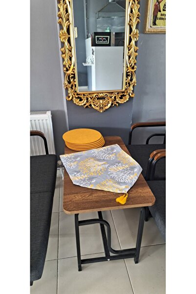 BATUR HOME DESİGN SARI MERCAN DESENLİ SARI SUPLALI 6 LI TAKIM