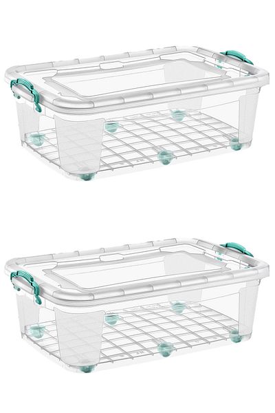 Polytime 2 Pieces 40 Liter Multi Box Storage Box with Wheels - E-511-2