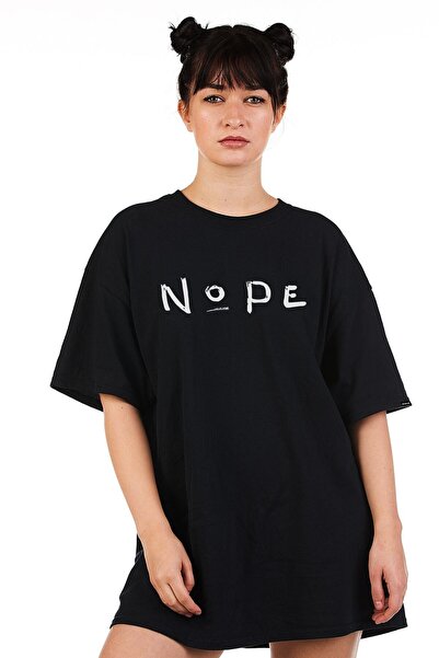 nrage Υπερμεγέθες μπλουζάκι με στάμπα Nope σε μαύρο χρώμα NRAGE117