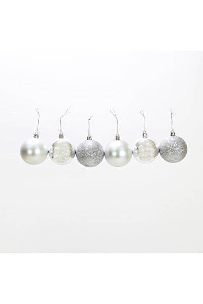 Dekorsende Yılbaşı Süsü 6'lı Top Gümüş 6 Cm