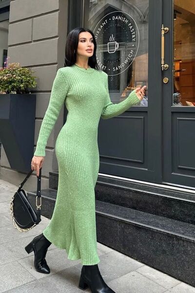 JaMolls tricotaje de damă cu decolteu ras lung Midi lungi rochie hijab tricot...