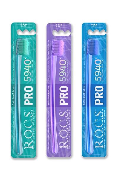 R.O.C.S. Pro 5940 Pieces Toothbrush Containing Brush Bristle - 3 Pieces
