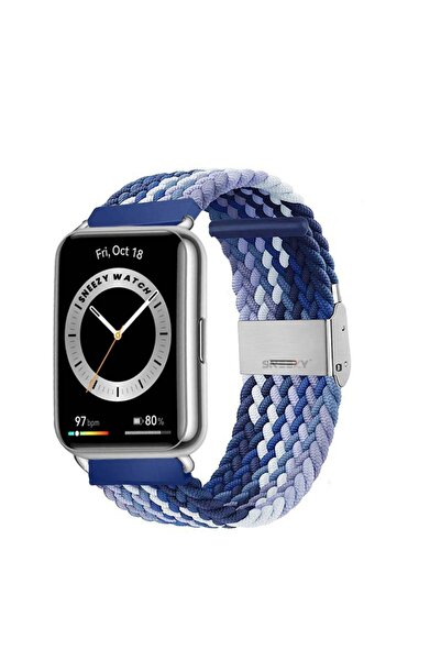 Sneezy Huawei Watch Fit 2 İle Uyumlu Metal Klips Solo Fiberlink Örgü Kordon