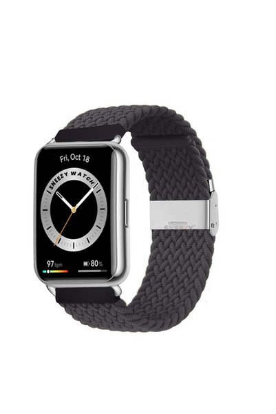 Sneezy Huawei Watch Fit 2 İle Uyumlu Metal Klips Solo Fiberlink Örgü Kordon