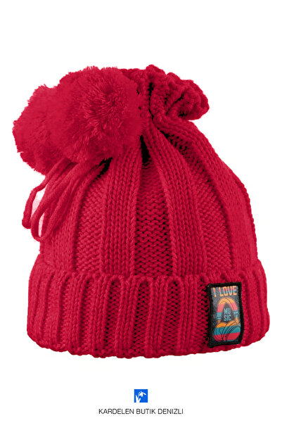 Kardelen Butik Denizli Căciulă pentru copii cu pompon dublu (4-8 ani)