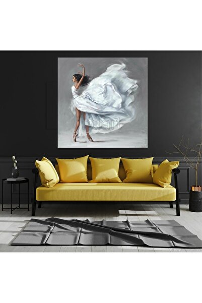 HDART Modern Soyut Beyaz Elbiseli Balerin Kadın Dekoratif Duvar Kanvas Tablo ...