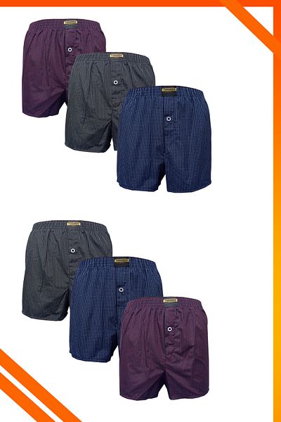 lux tornado Men's Poplin Boxers 6 Pack Mixed Pattern