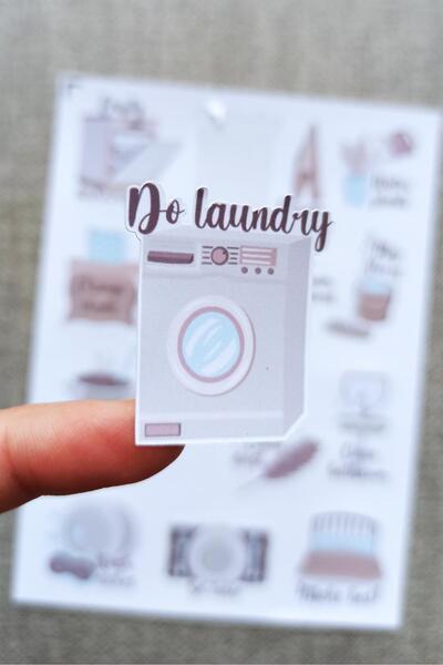 Mona Craftist 15 Adet Ev İşleri Sticker Seti Planlayıcı Sticker Bullet Journa...